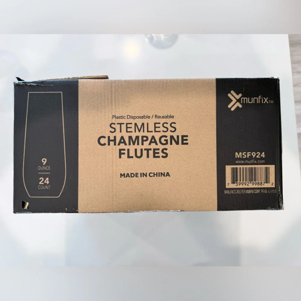 Black Stemless Champagne Flutes - 24 Count